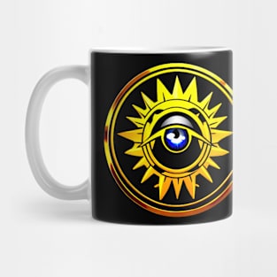 Visionary Emblem All-Seeing Eye within Golden Sunburst Mug